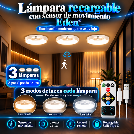 Lámpara Eden® 3X | Iluminación Autónoma Sin Cables