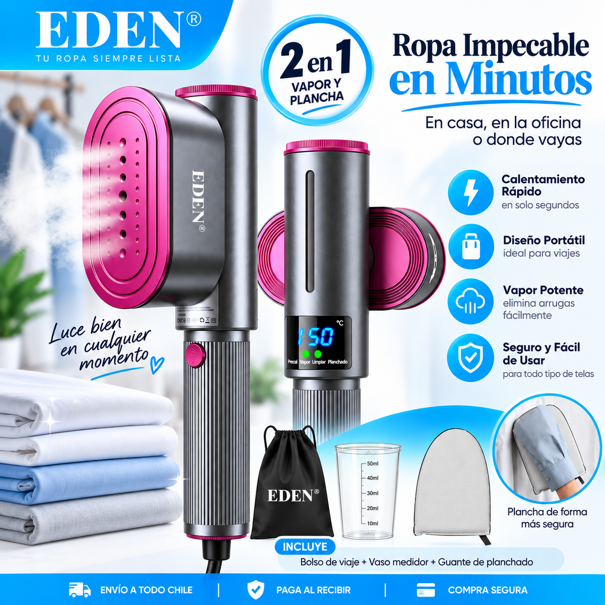 Plancha de vapor portátil EDEN®