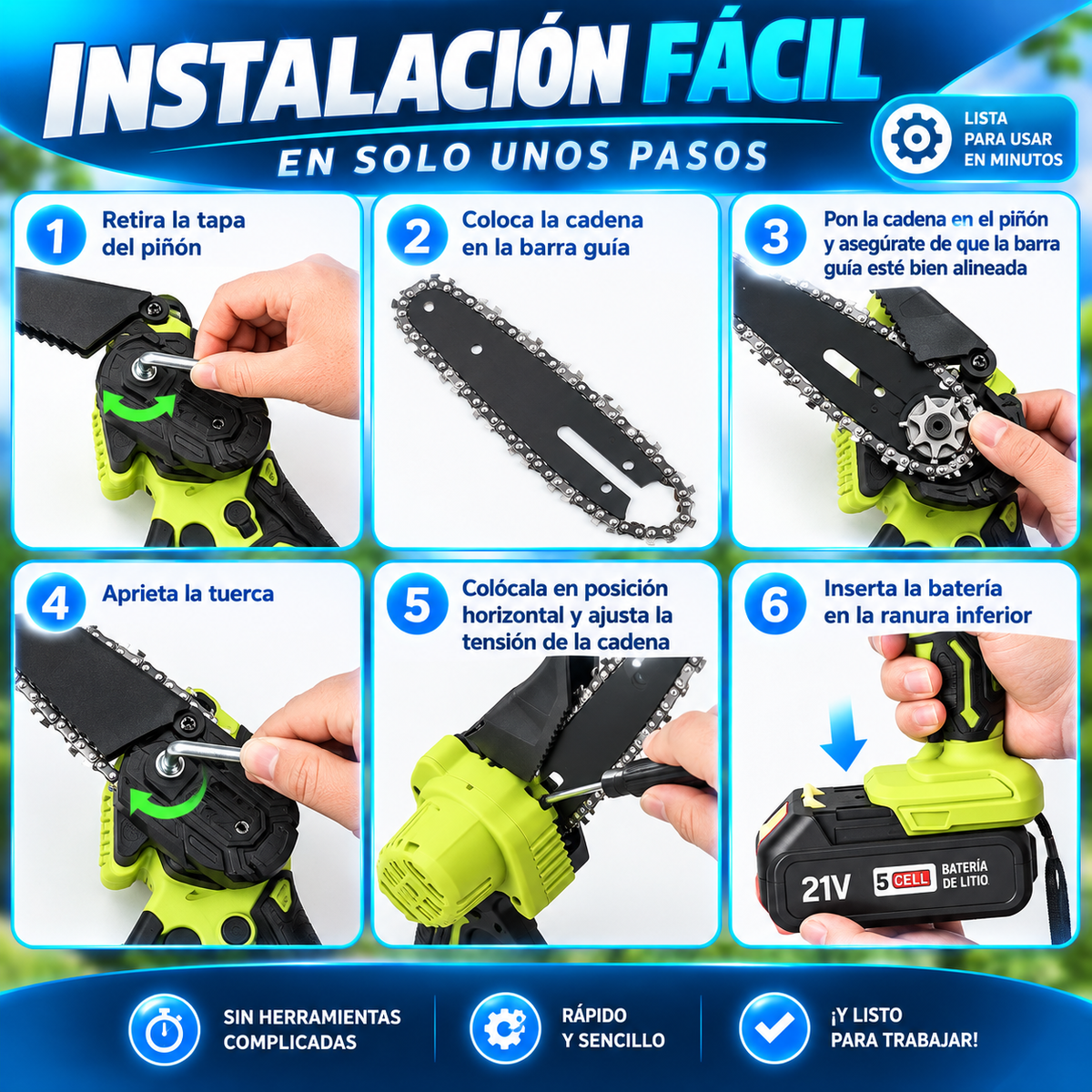 Mini motosierra inalámbrica EDEN®