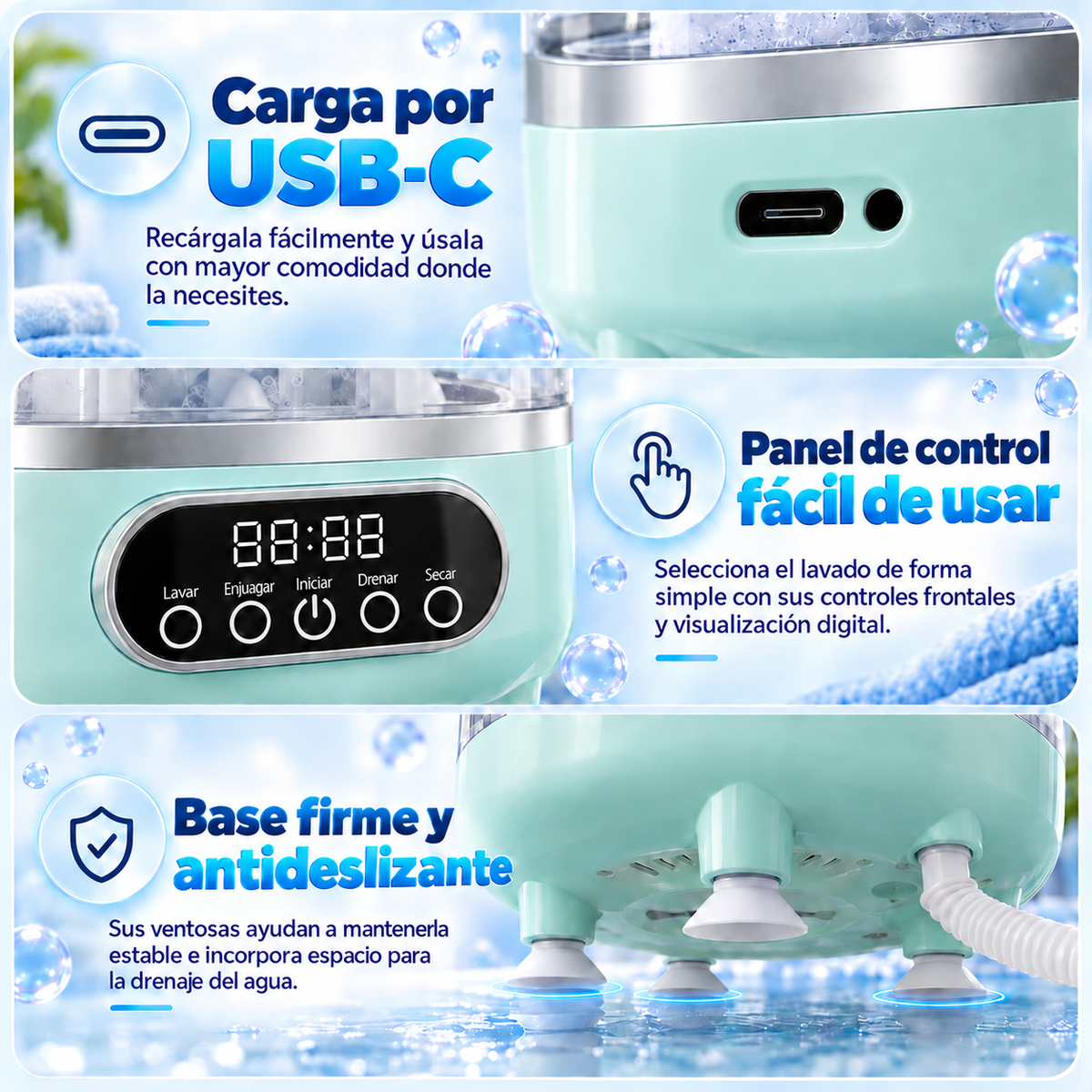 Lavadora Portátil Eden® – Vidrio Premium Reforzado