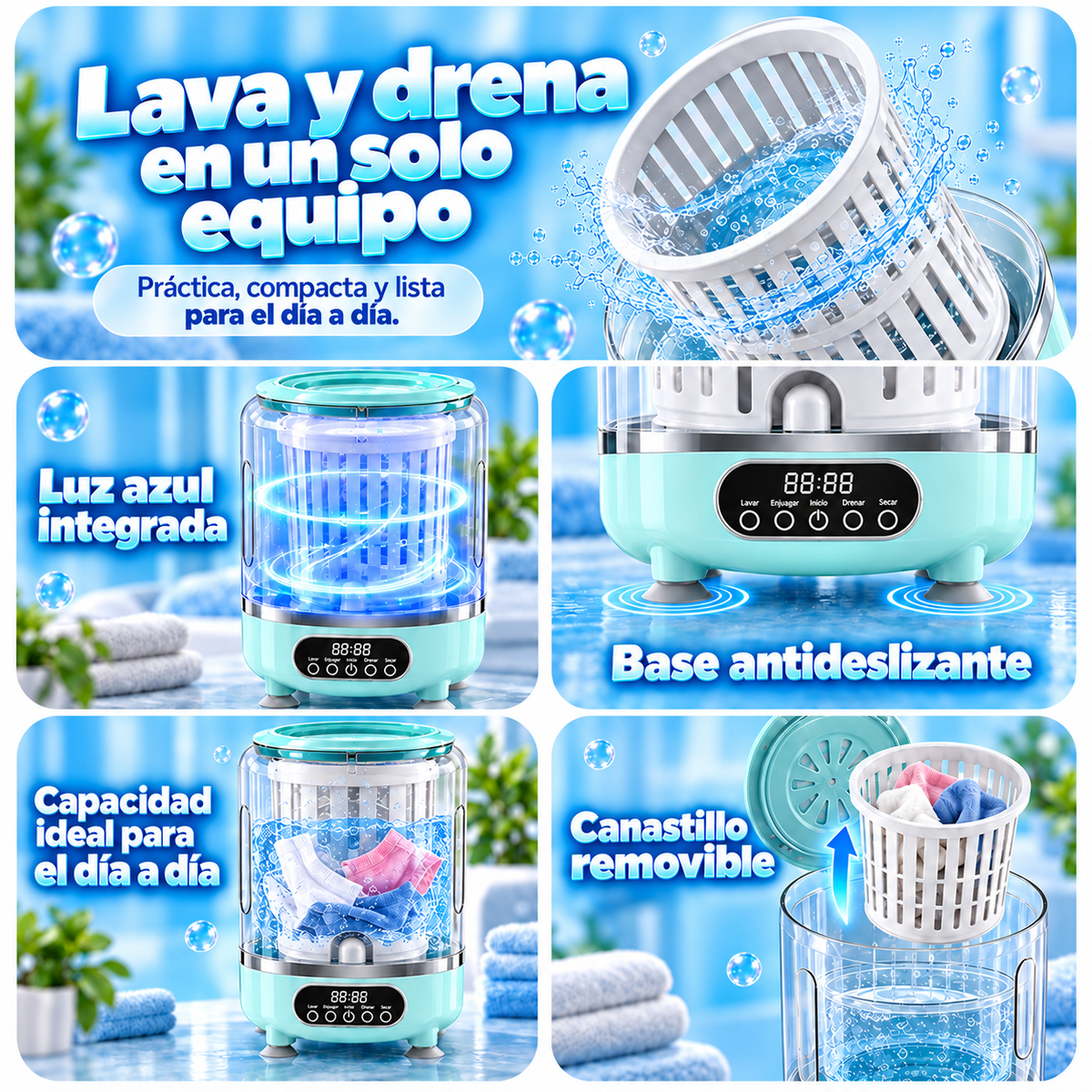 Lavadora Portátil Eden® – Vidrio Premium Reforzado