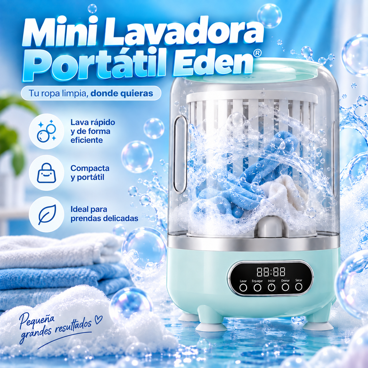 Lavadora Portátil Eden® – Vidrio Premium Reforzado