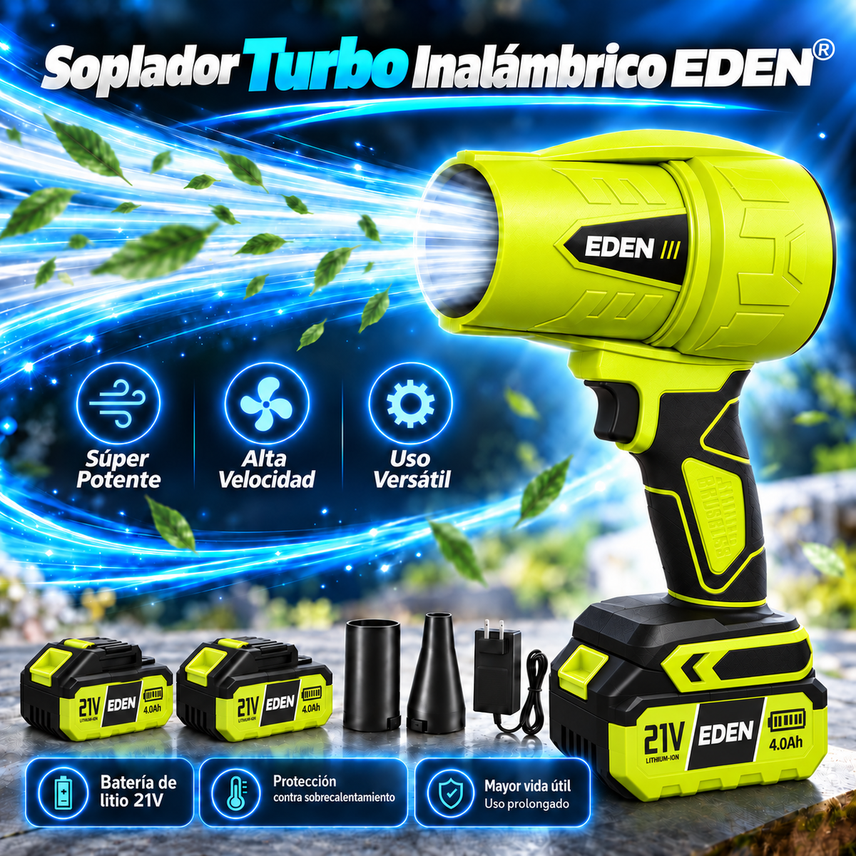 Soplador Turbo Inalámbrico Eden®